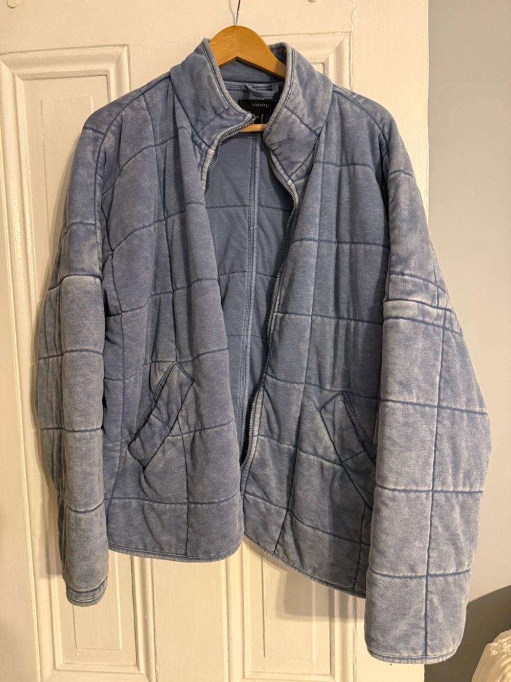 Forever 21 Light Blue Quilted Puffer Jacket